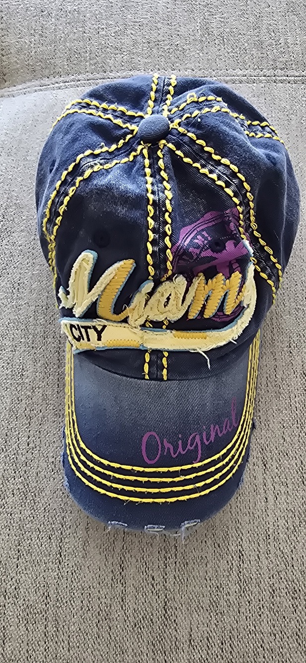 Robin Ruth Miami Navy Baseball Cap Yellow Embroidery 100% Cotton Original